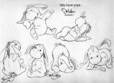 some drawings of winnie the pooh and her friends from disney's animated movie