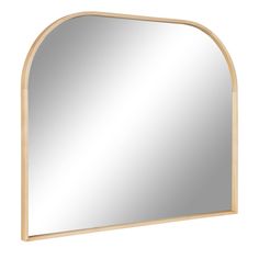 an arched wooden mirror on a white background