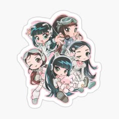 some anime characters with different expressions on their faces sticker is shown in front of a white background