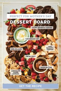 a poster with different types of desserts on it and the words, perfect for mother's day