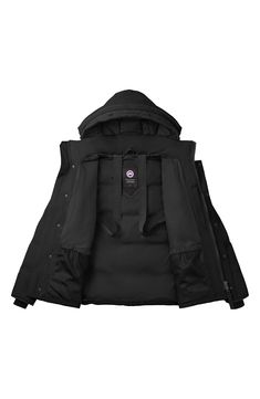 Crafted from Arctic Tech® fabric that's designed to stay dry in extreme conditions, this weather-ready parka is essential for the cooler seasons. Change up your look with the removable hood and use the attached backpack straps for a hands-free carrying option. 29" length (Size M)   Removable drawcord-toggle hood; stand collar   Three interior pockets, including one security zip pocket   Interior backpack straps   Water-repellent   Recycled-nylon lining, with 625-fill-power down   83% polyester, Uk Drip Canada Goose, Canada Goose Black Label, Short Parka, Luxury Outerwear, Tricot Fabric, Long Parka, Down Parka, Black Label, Lightweight Jacket