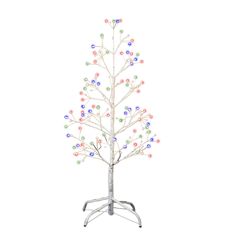 a white christmas tree with colorful lights on it