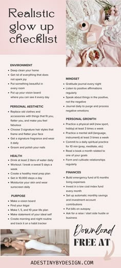 Realistic glow up checklist, that girl aesthetic, self development, that girl routine, personal growth, how to become that girl, best self, highest self, self care, selfcare, personal development, goals inspiration, glow up checklist, glow up tips, becoming her, mindfulness practice Glow Up New Year, Glow Up Lifestyle, Realistic Glow Up, How To Make 2025 Your Year, Reinventing Yourself Checklist, Self Maintenance Routine, 2025 Glow Up Plan, Getting My Life Together List, Glowup Checklist