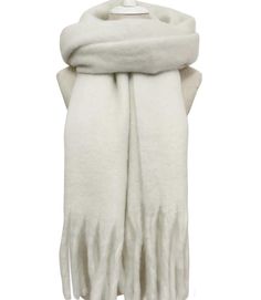 Cosy Plain Blanket Tassel Scarf     Size: 45cm x 195cm (Approximately)     Material: 100% Acrylic     Cosy thick blanket scarf      Colour: Off White Cream Winter Scarf One Size, Cream One-size Winter Scarves, Cream One-size Scarves For Winter, Cream One Size Scarves For Winter, White One-size Winter Shawl, White One-size Shawl For Winter, Cozy White Winter Scarves, White Scarf For Cold Weather In Fall, Cozy White Scarves One Size