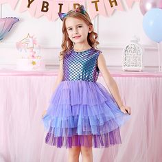 This gorgeous mermaid dress is perfect for your little fashionista. Beautiful iridescent mermaid scale top with layered tulle fluffy skirt. Slip on design makes dressing easy. Easy to care for, machine washable. Cotton blend is soft on her skin for comfortable wear. Available in sizes 3T-8. Good things take time. This outfit is made to order and will ship directly to you from our overseas warehouse, and will arrive in approximately 12-20 business days. Flare Sleeves Pattern, Summer Prom Dress, Mermaid Tutu, Princess Mermaid, Best Party Dresses, Princess Tutu Dress, Princess Dress Kids, Toddler Tutu, Fluffy Skirt