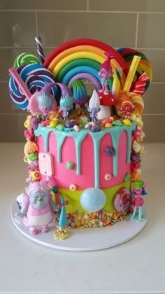 a birthday cake decorated with candy and candies