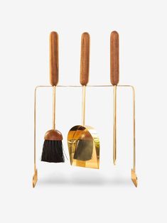 Carl Aubock Fireplace Tool Set by Carl Aubock Home Accessories New Misc. 16" L x 8.5"H x 16"H / Walnut / Metal Walnut Fireplace, Carl Aubock, Pink Home Accessories, Home Interior Accessories, Fireplace Tool, Luxury Home Accessories, Fireplace Set, Fireplace Tool Set, Bauhaus Design