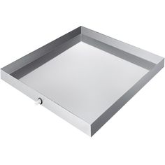 an empty metal tray on a white background