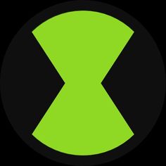 a black and green button with an x in it's center on a dark background