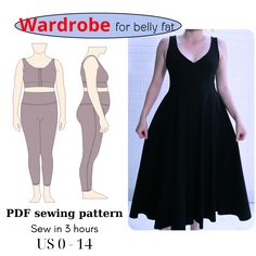 **Buy 3 get 5 - Buy 5 get 10** PDF sewing pattern | Wardrobe for belly fat Instructional eBook & video tutorial.  TUTORIAL VIDEO: https://youtu.be/kJeobuwdYC8 A4 sized print + US Letter print Print the pattern with 100% scale. The first page display a square measuring 2" x 2" (5cm x 5cm) to ensure that the scaling of your printer is correct. Assemble pattern sheets to one pattern sheet: tape the pieces together, matching the number and then extend the line drawing to the end of the pages. DO NOT Pattern Sheets, Pattern Sheet, Plus Size Sewing, Making Clothes, Pattern Dress Women, Plus Size Formal Dresses, Clothes Sewing, Woman Dress, Fun Fun