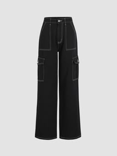 Style Wide Leg Trousers, Celana Kargo, Cute Outfits With Shorts, Cute Outfits With Jeans, Cute Pants, Cute Outfits For School, Quick Outfits, Easy Trendy Outfits