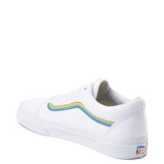 Vans Old Skool Rainbow Skate Shoe | JourneysCanada Skatergirl Style, Skater Tattoos, Skater Guy, Skater Girl Style, Rainbow Laces, Skateboard Clothes, Rainbow Sneakers, Skate Style, Skate Shoe