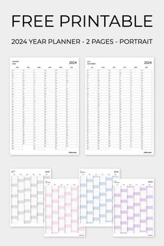 the free printable planner is shown in four different colors