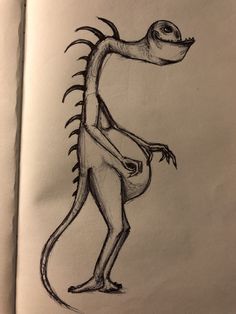 a drawing of a dinosaur standing on its hind legs