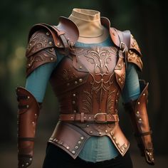 Womens Leather Armour, Medieval Female Leather Armor, Knight Leather Armor, Leather Armour Dnd, Leather Armour Female, Elven Armor Female, Dnd Costume Ideas, Bard Armor, Leather Armor Art