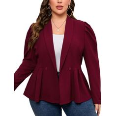 Elevate your office wardrobe with the KOJOOIN Women's Plus Size Business Casual Blazer. This chic wine red blazer is designed to flatter with its shawl lapel and tailored fit, perfect for a professional setting or a smart casual look.

- Material: Premium quality knit fabric
- Size: 4XL
- Color: Wine Red
- Gender: Female
- Age Group: Adult
- Features: Long sleeves, shawl lapel

The blazer's versatile design ensures it can be paired effortlessly with trousers or skirts, making it a must-have for Womens Tailored Suit, Plus Size Blazers, Female Features, Plus Size Business, Sleeve Shawl, Spring Blazer, Business Casual Blazer, Elegant Wine, Business Lunch