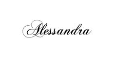 the word alesandra written in cursive writing on a white background with black ink