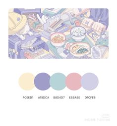 an image of food on a table with color swatches