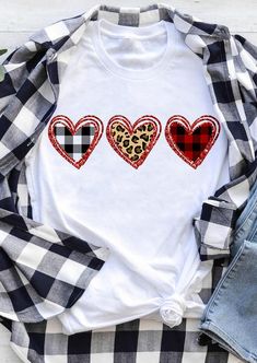 Plaid And Leopard, T Shirt World, Heart T Shirt, Valentine T Shirts, Home T Shirts, Valentines Shirt