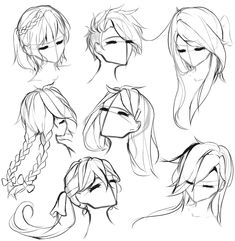 the head and shoulders of an anime character with long hair, braids and ponytails