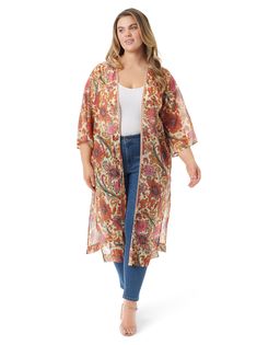 Product Description 3/4 Sleeve Kimono Product Details 100% Polyester Machine Washable Imported Printed Kimono, Plus Size Kimono, Kimono Duster, Print Kimonos, Plus Size Shirts, Trendy Plus Size, Jessica Simpson, Front Open, Apricot