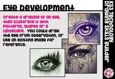 an advertisement for eye development with pictures and text