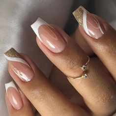 Fancy Nails Designs, Her Nails, Bridal Nails, Fancy Nails, Gold Nails, Nails Designs, Rhinestone Nails