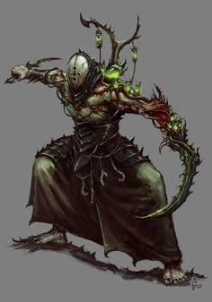 an image of a demonic demon with horns and claws on his head, standing in front of