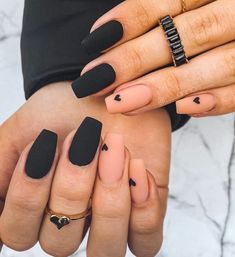 Black Nail Designs, Unique Nails, Chic Nails, Nail Arts, Matte Nails, Acrylic Nail Designs