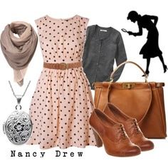 Looks like Nancy Drew, but super cute! Library Fashion, Nancy Drew Style, Casual Cosplay, Nancy Drew, Zooey Deschanel, School Looks, Look Vintage, Looks Vintage, Librarian