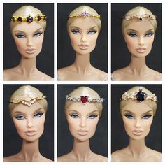 six different pictures of a woman's head with hair accessories