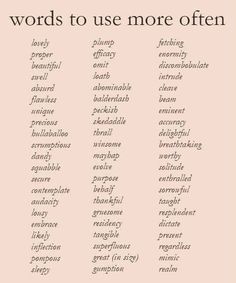 words to use more often in an english language, including the word's names