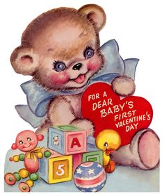 a painting of a teddy bear with blocks and a heart