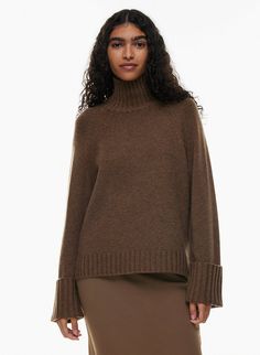 LUXE CASHMERE JAN SWEATER - Cashmere turtleneck sweater Cashmere Polo Sweater, Vivian Dress, Sweater Aritzia, Sweat Vest, Cashmere Polo, Easy Shape, Sweater Fits, Cashmere Turtleneck, Polo Sweater