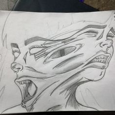 a drawing of a person with their mouth open