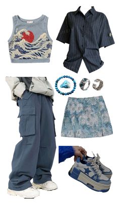 aesthetic, blue, inspiration, clothes, sea, calmness Sea Clothing Aesthetic, Aquatic Themed Outfit, Sea Themed Outfits Aesthetic, Clothing For Ocs, Blue Core Outfits, Ocean Aesthetic Clothing, Sea Aesthetic Clothes, Ocean Inspired Clothes, Water Inspired Outfits Male