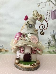 there is a small house made out of fabric