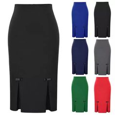 Ol feminino lápis saia vintage retro arco-nó dividir quadris sólidos-envolto bodycon na altura do joelho saias outono escritório trabalho saia Loja Online | AliExpress móvel Casual Evening, Womens Pencil Skirts