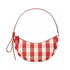 From Kate Spade’s Smile Gingham Collection. This Slim Baguette Has A Summer-Ready Gingham Design, And Fits All Of The Essentials! * Comes With Original Kate Spade Dust Bag * Gingham Fabric With Smooth Leather Trim * Faille Fabric Lining * New Without Tags; Never Used * Top Zip * Pale Goldtone Hardware * Interior Slip Pocket With Card Slots * Top Handle, 10" Drop 11"W X 5"H X 2.5"D * Retails For $198 Faille Fabric, Buy Bags, Gingham Fabric, Red Gingham, Beauty Clothes, Large Shoulder Bags, Gingham Print, Kate Spade Handbags, Summer Ready