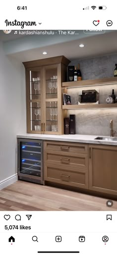 the kitchen is clean and ready to be used as a wine bar or even for entertaining