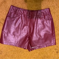 Questions? Leave A Comment Below! High Waist Red Shorts For Fall, Burgundy Bottoms For Fall Party, Burgundy Party Bottoms For Fall, Fall Party Burgundy Bottoms, Trendy Red Shorts For Night Out, Chic Burgundy Bottoms For Night Out, Chic Red Shorts For Night Out, Fitted Red Shorts For Fall, Red Faux Leather Bottoms For Night Out