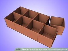 an open cardboard box with six compartments on the bottom and one in the middle, sitting on a purple background