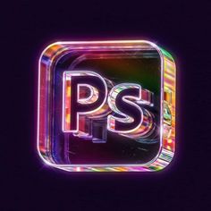 the letter p is made up of neon lights and letters that appear to be in different colors