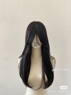 Long Hair Haircut Inspiration, Hair Cuts For Long Hair No Layers, Black Long Wolfcut, Long Haircut Aesthetic, Long Haircut Korean, Hair Cuts Long Straight, Korean Long Hairstyle, Korean Haircut Long, Long Hair Korean