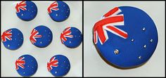 some cupcakes are decorated with the flag of australia