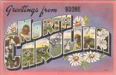 an old postcard with the word greetings from north carolina written in large letters