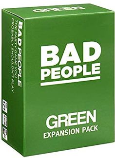 a green box with the words bad people written on it and an expanson pack