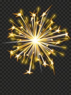 fireworks on a transparent background with yellow and white sparkles in the air, epsp