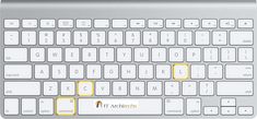 an image of a computer keyboard with symbols on the keys and words below it that are clearly visible