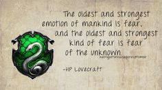 a quote from hp lovecraft about the best and strangest emotion of manhand is fear, and the oldest and strongest kind of fear